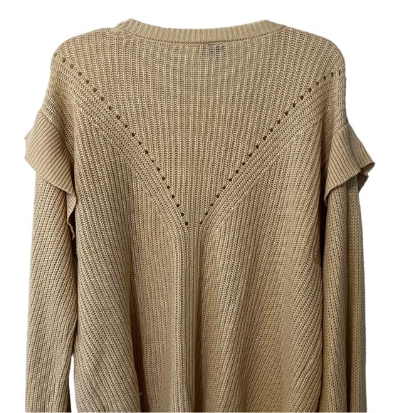 Misa Los Angeles Ruffle Flutter Sleeve Knit Sweater XL beige neutral feminine - Picture 3 of 14